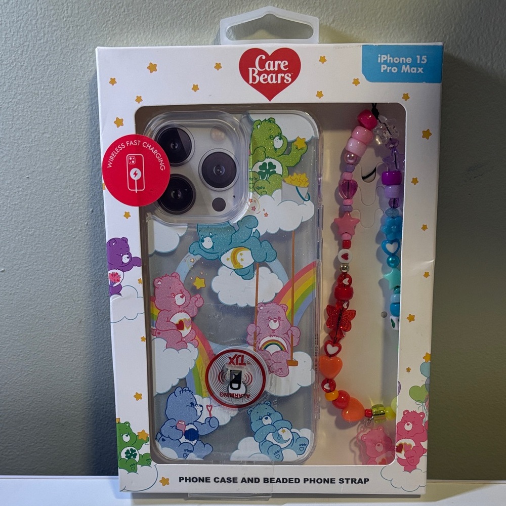 Care Bears iPhone 15 Pro Max Phone Case and Beaded Phone Strap